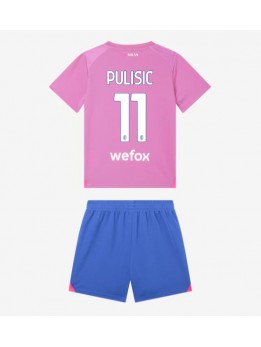 Billige AC Milan Christian Pulisic #11 Tredjedraktsett Barn 2023-24 Kortermet (+ Korte bukser)